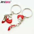 Novelty metal hard enamel crafts basketball foot shaped keychain making supplies